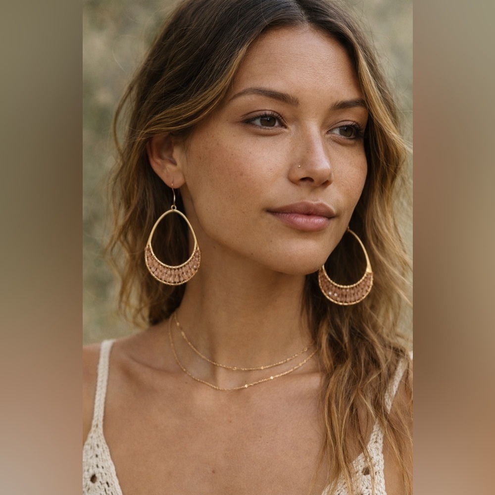 Elegant Gold and blush Hoop Earrings